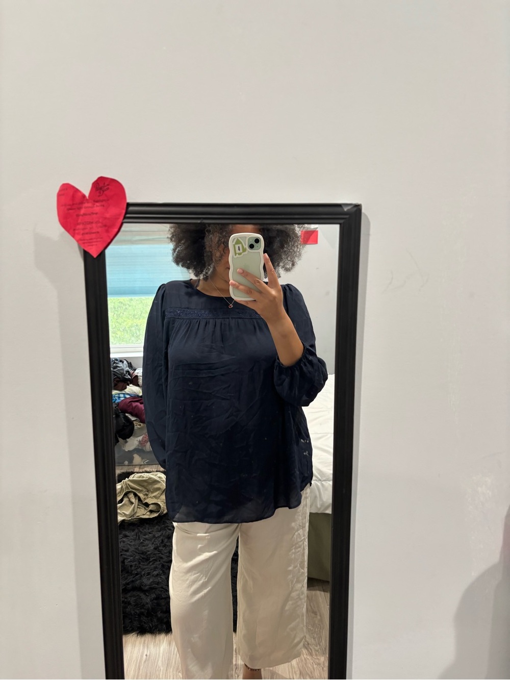 Lane Bryant Navy Long-Sleeve Peasant Blouse - Picture 4 of 4